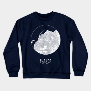 Luanda, Angola City Map - Full Moon Crewneck Sweatshirt